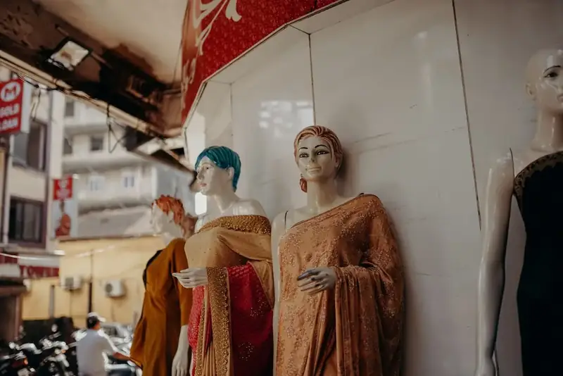 The shop floor, garments on stands