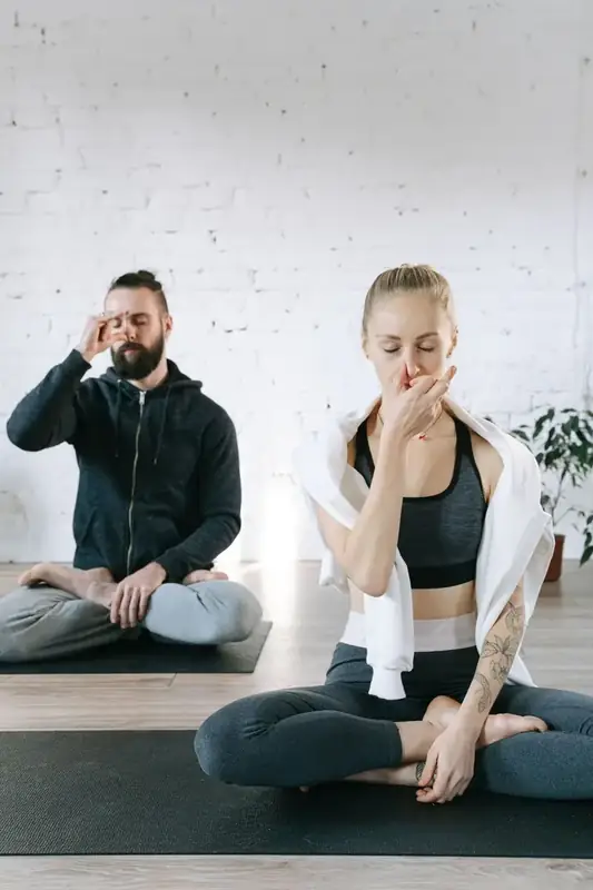 Alternate-nostril breathing, seated